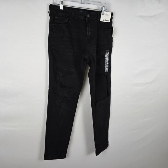 Aeropostale Aero Athletic Skinny Jeans Men's 34 x 34 Black Distressed NWT - Picture 13 of 16